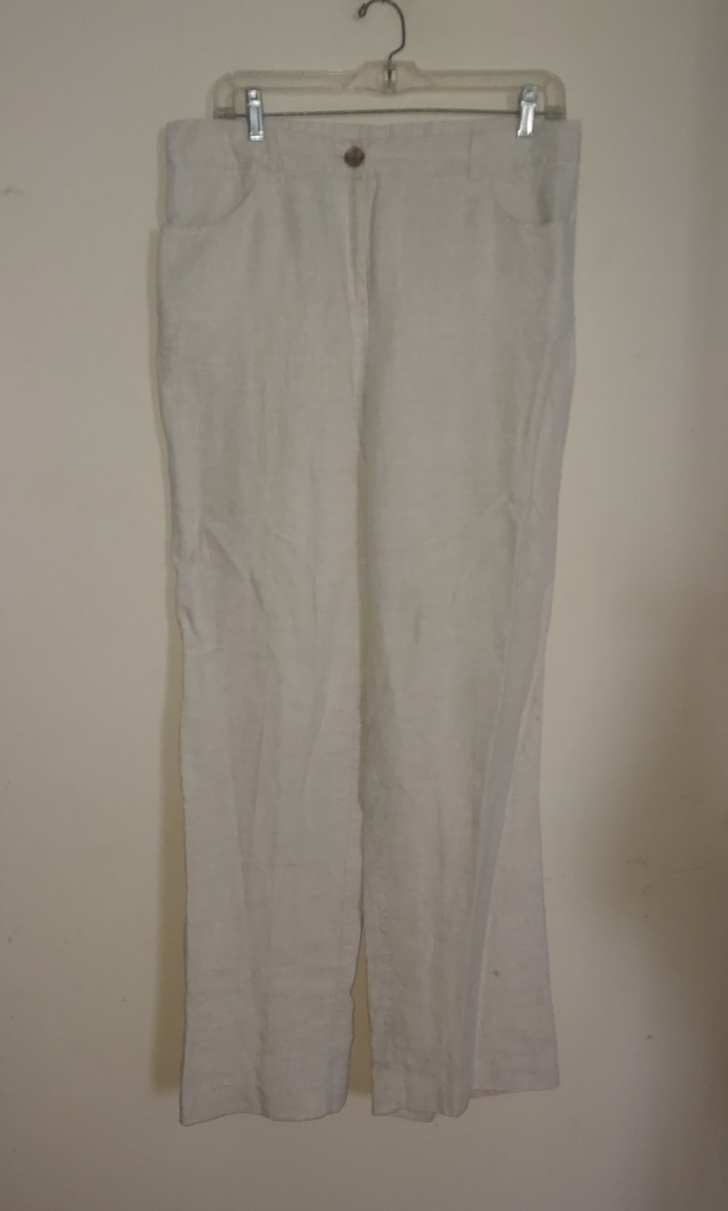 Chico's Womens Linen Pants sz .5 (6 regular) Wide Leg Casual Oatmeal Beige